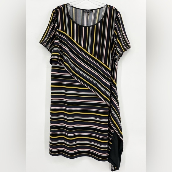 Eloquii Multicolor Striped Scoop Neck Asymmetrical Knit Dress Size 16 - Picture 1 of 8